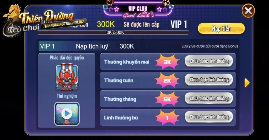 Tài khoản VIP Thiên Đường Trò Chơi cấp 1