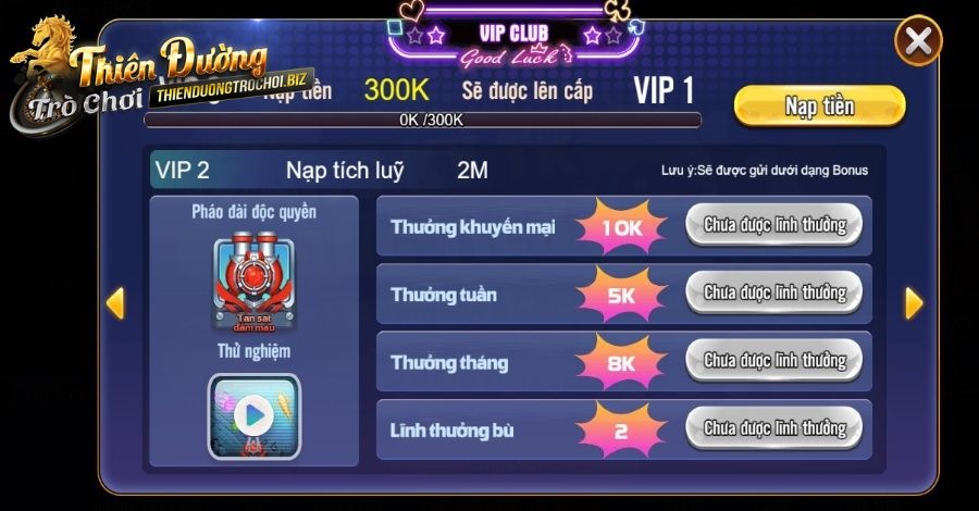 Tài khoản VIP Thiên Đường Trò Chơi hạng 2